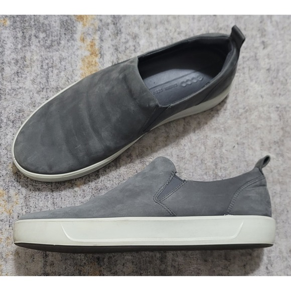 ECCO Men's Soft 7 Street Slip-On Sneakers, Grey Nubuck Size 10 - Picture 2 of 8